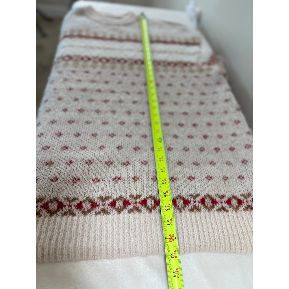 American Eagle Fair Isle Sweater Women L Oversized Tan Cozy Cottagecore Nordic - Picture 7 of 9